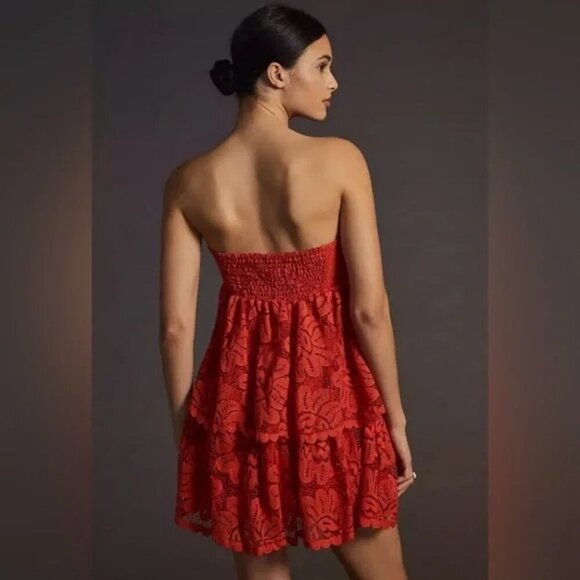 NWT Anthropologie Maeve Strapless Lace Mini Dress size Large - Picture 6 of 7